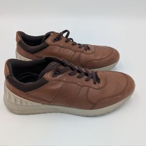 Ecco Astir Lite Men's Leather Sneakers 11 Brown Lace Up Business Casual Comfort